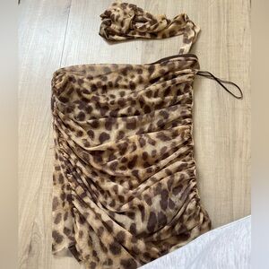 NWOT Zara Mesh Cheetah Top with Choker